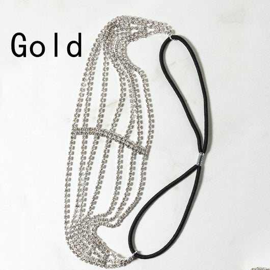 Diadema Elástica con Diamantes de Imitación - Cinco Filas de Brillantes - Image 9