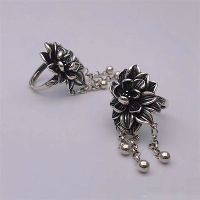 Anillo Floral Retro Tridimensional con Borla - Image 11