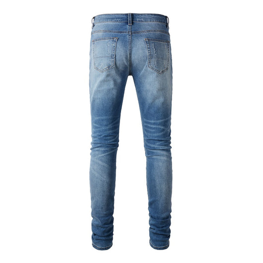 Parche de Mezclilla Desgastado Estilo Trendy para Hombre - Image 3