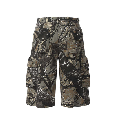 Shorts de Mezclilla Camuflado Estilo Americano con Múltiples Bolsillos - Image 3