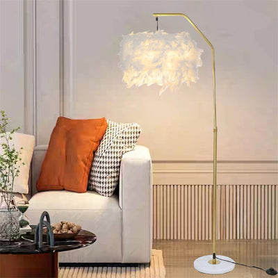 Lámpara de Pie Mármol y Pluma Creativa para Sala de Estar - Image 8