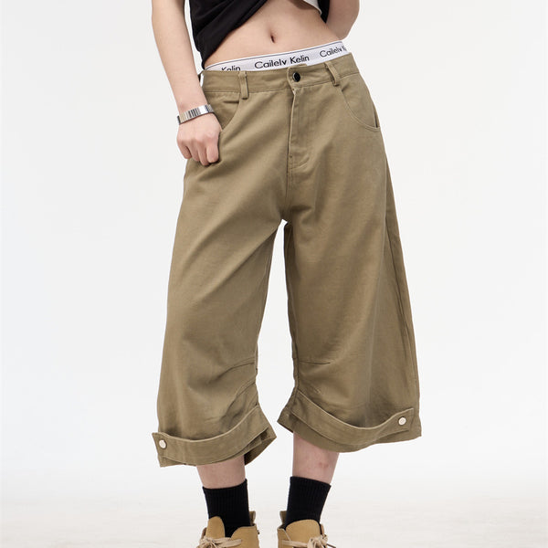 Pantalones Cortos de Trabajo Retro en Khaki para Mujer