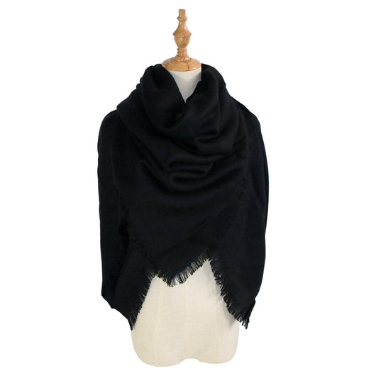 Chal Cuadrado de Colores Sólidos con Pashmina Larga - Image 13