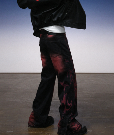 Pantalones Rectos Estilo Vintage Americano con Estampado Suelto - Image 10