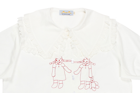 Blusa Manga Corta con Cuello de Encaje Bordado - Image 6