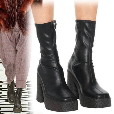 Botas Largas Estilo Británico Tacón Alto Talla Grande - Image 2