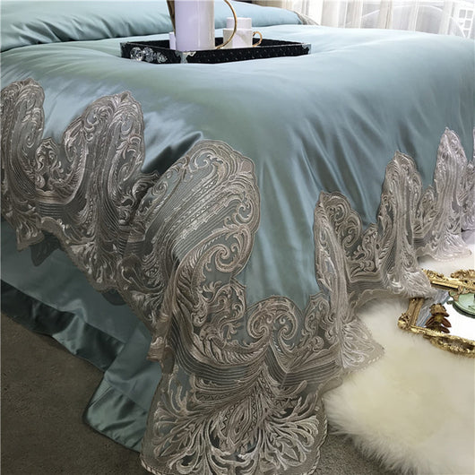 Juego de Cama 4 Piezas Algodón Premium con Encaje y Toque Sedoso - Image 4