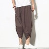 Pantalones Harem Sueltos de Algodón y Lino Color Sólido - Image 11