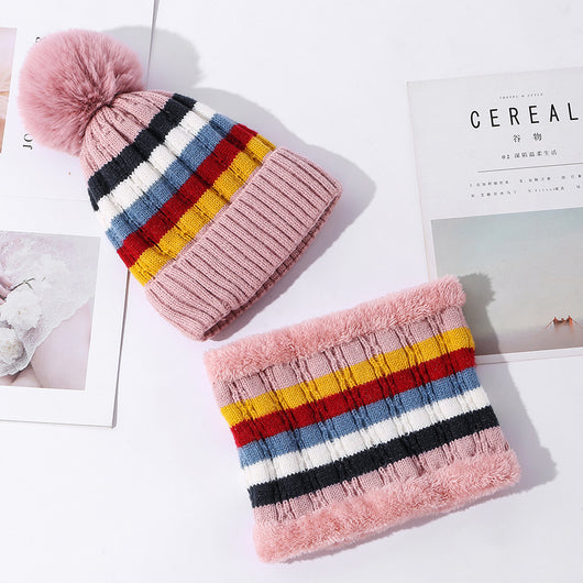 Gorro Tejido Grueso a Rayas con Combinación de Colores para Mujer - Image 8