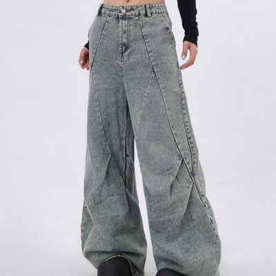 Pantalones Vaqueros Azul Claro Desgastado con Pliegues Laterales - Image 14