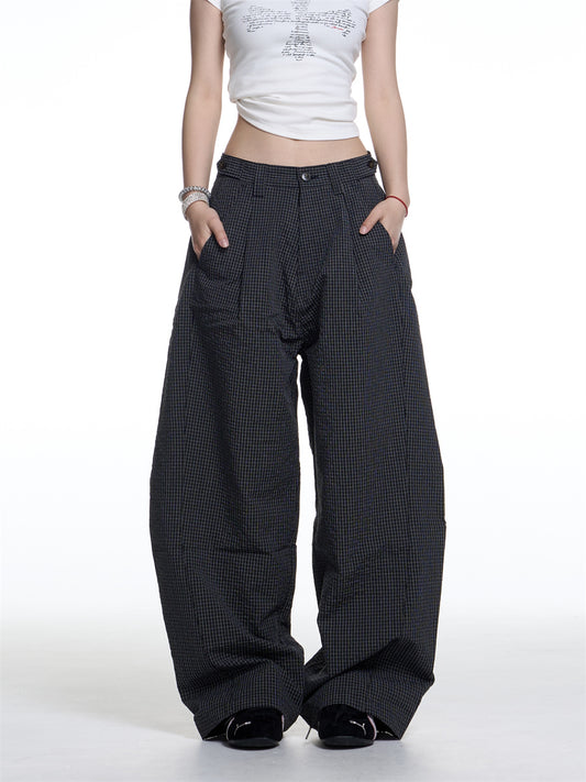 Pantalones Anchos de Cuadros Retro Americano para Mujer - Comodidad Casual - Image 2