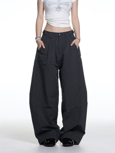 Pantalones Anchos de Cuadros Retro Americano para Mujer - Comodidad Casual - Image 2