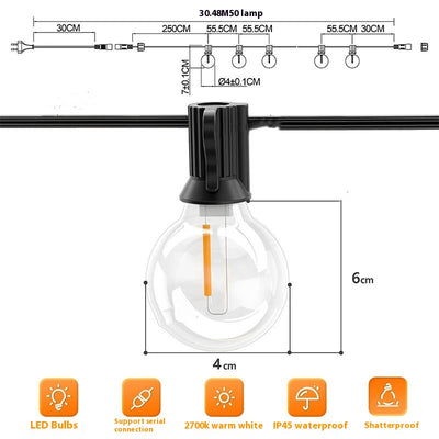 Guirnalda de Luces LED G40 Impermeable para Exteriores - Iluminación Festiva - Image 6