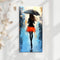 Cuadro Óleo Abstracto Moderno con Figuras Caminando Bajo la Lluvia - Pintura Artesanal en Lienzo para Decoración del Hogar