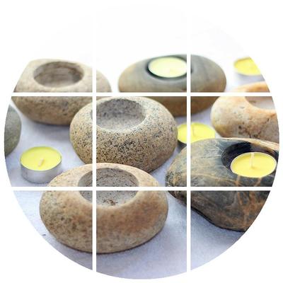 Portavelas Decorativo de Piedras Naturales
