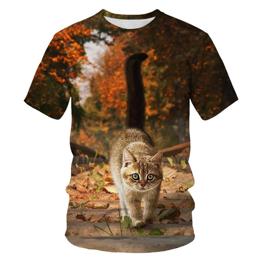 Playera Estampada Digital con Gato Adorable para Hombre - Image 9