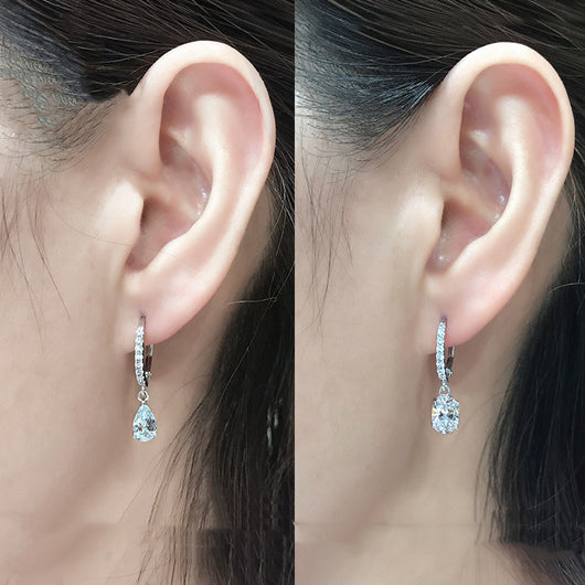 Aretes Colgantes de Plata Esterlina con Diamante en Forma de Pera - Image 8