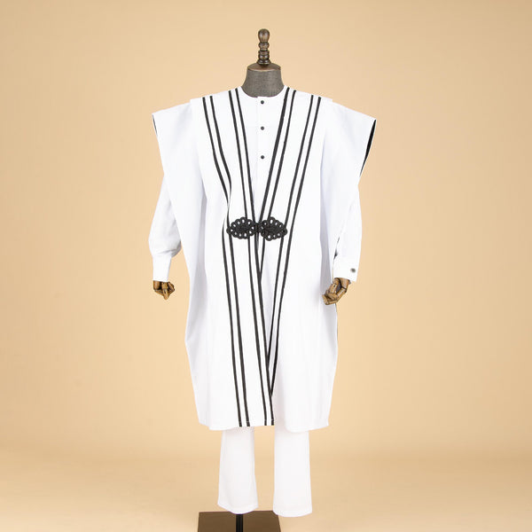 Vestido Étnico Africano Bordado de Cuatro Piezas