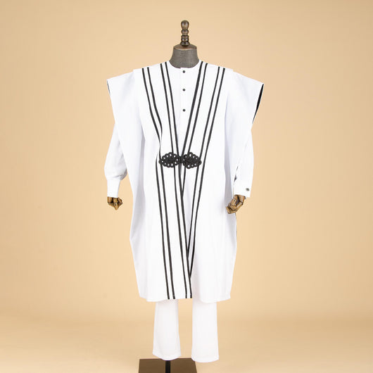 Vestido Étnico Africano Bordado de Cuatro Piezas