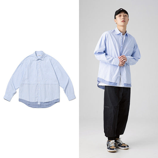 Camisa Azul de Rayas Verticales para Hombre - Image 4