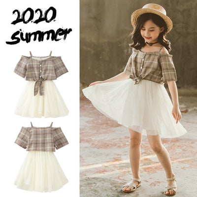 Vestido Princesa Estilo Occidental con Tirantes y Cuadros para Niñas - Image 13