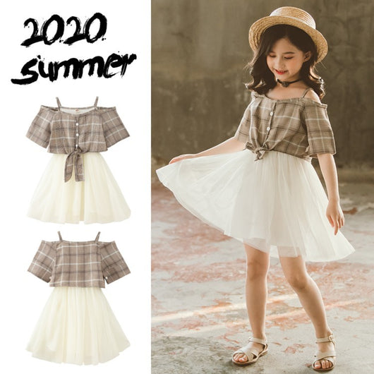 Vestido Princesa Estilo Occidental con Tirantes y Cuadros para Niñas - Image 13
