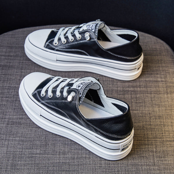 Zapatos Plataforma Cuero Genuino Blanco Aumenta Altura Reversibles - Image 4