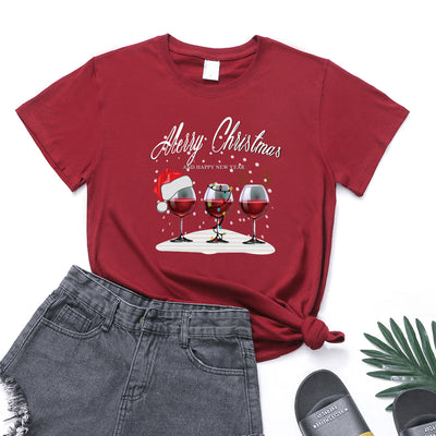 Playera Navideña con Estampado de Tres Copas de Vino - Image 19
