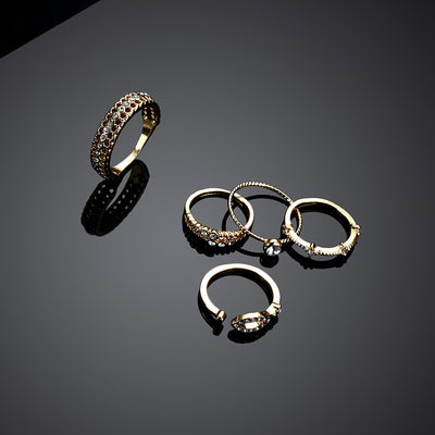 Juego de Anillos Articulados Chapados en Oro 18K Estilo Europeo - Image 7