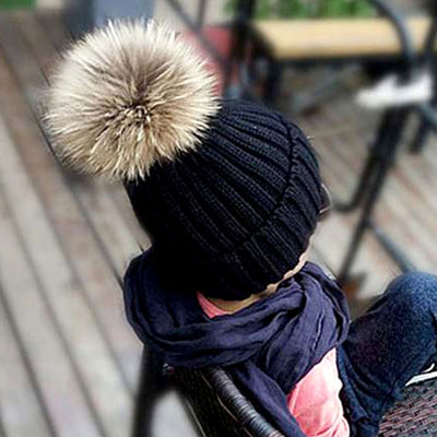 Gorro Infantil de Lana con Pompón para Otoño e Invierno