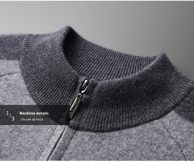 Cardigan de Cuello Alto Grueso con Cierre para Hombre - Suéter Deportivo de Cachemira - Image 24
