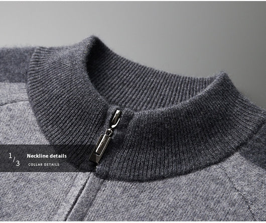 Cardigan de Cuello Alto Grueso con Cierre para Hombre - Suéter Deportivo de Cachemira - Image 24
