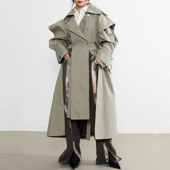 Casaco Trench Feminino com Cintura Elástica - Outono