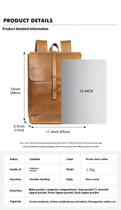 Mochila de Cuero para Viajes de Gran Capacidad con Compartimento Laptop - Image 24