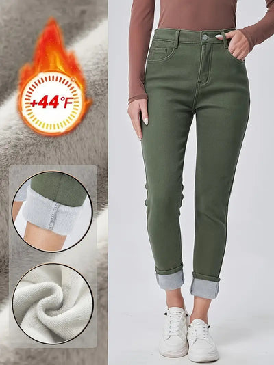Pantalón Skinny Denim Tiro Alto Lavado Verde Oscuro - Image 5