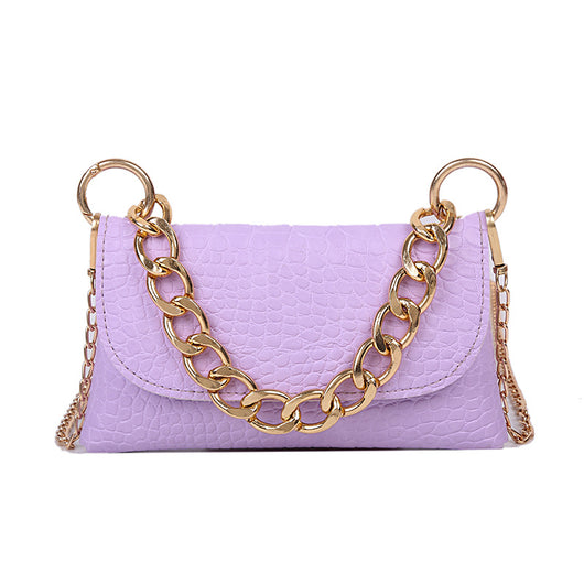 Bolso Mensajero Retro Estampado en Piedra con Cadena para Mujer - Image 11