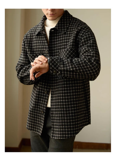 Abrigo Casual Hombre Cuadrícula Doble Faz Lana Premium - Image 14