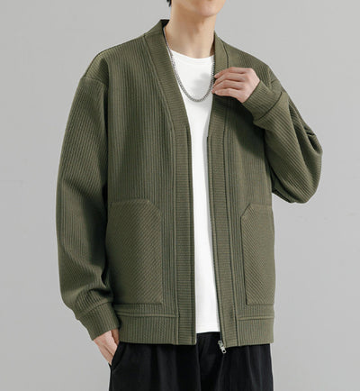 Cardigan Tipo Chaqueta Talla Grande para Hombre - Cierre de Cremallera - Image 13