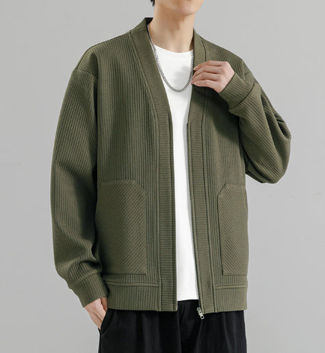Cardigan Tipo Chaqueta Talla Grande para Hombre - Cierre de Cremallera - Image 13