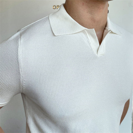 Camisa Tipo Polo Sin Botones de Cuello V para Hombre - Image 4