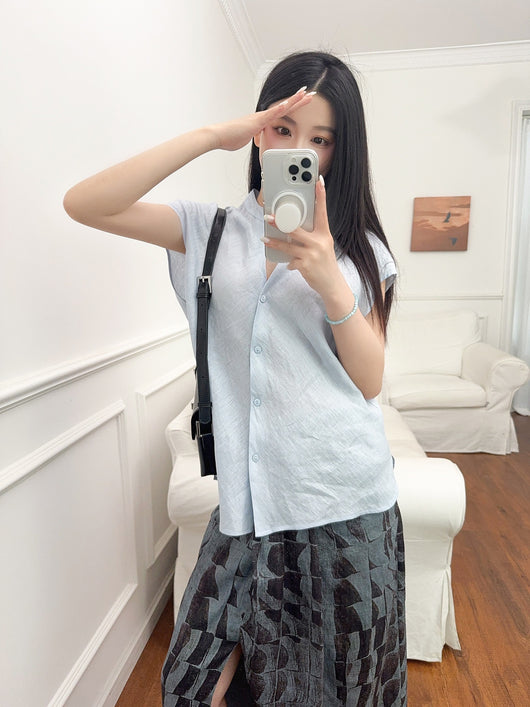 Blusa Lino Puro Cuello V Sin Mangas - Estilo Old Money Minimalista - Image 28