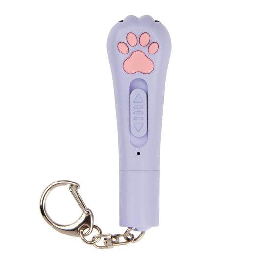 Light purple paw-shaped cat laser pointer toy with USB charging, featuring multiple red laser patterns, soft white light, and UV light. - Image 5