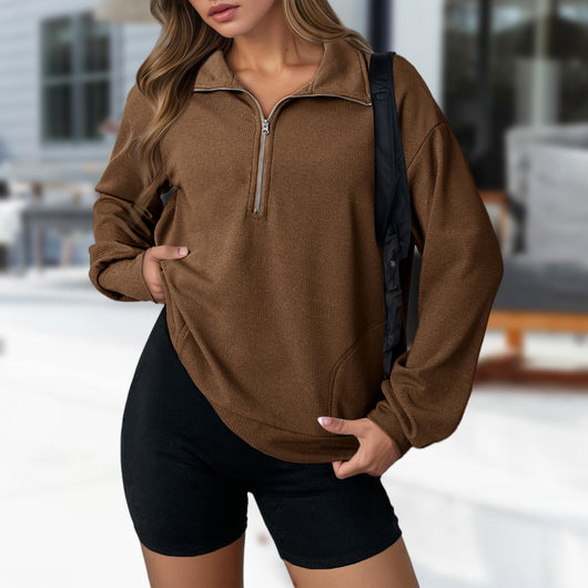 Suéter con Solapa Oversize de Cierre para Mujer - Image 10