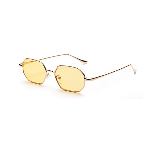 Vintage octagonal sunglasses with a gold metal frame and dark lenses, offering UV400 protection. - Image 6