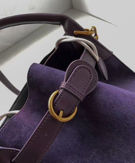 Bolso Mensajero Bucket de Terciopelo Púrpura para Mujer - Image 12