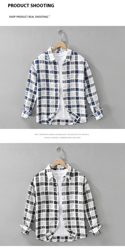 Camisa de Cuadros Japonesa Manga Larga para Hombre - Image 9