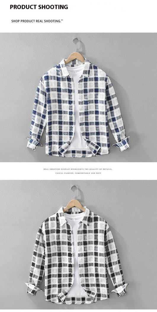 Camisa de Cuadros Japonesa Manga Larga para Hombre - Image 9