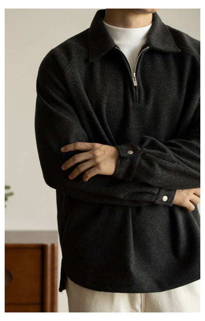Suéter con Cierre Medio y Cuello Solapa para Hombre - Primavera Otoño - Image 19