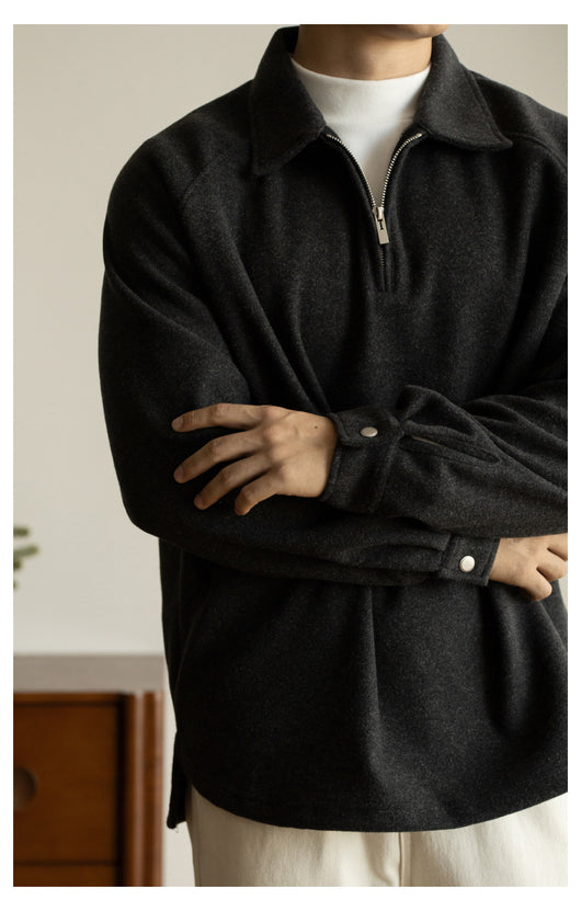 Suéter con Cierre Medio y Cuello Solapa para Hombre - Primavera Otoño - Image 19
