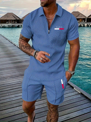 Traje de Baño Casual Retro Cuadros PARIS con Parche Térmico para Hombre - Image 11
